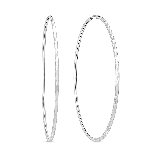 Серьги-кольца из белого золота без камней (арт. 106262/50б) – изображение 1