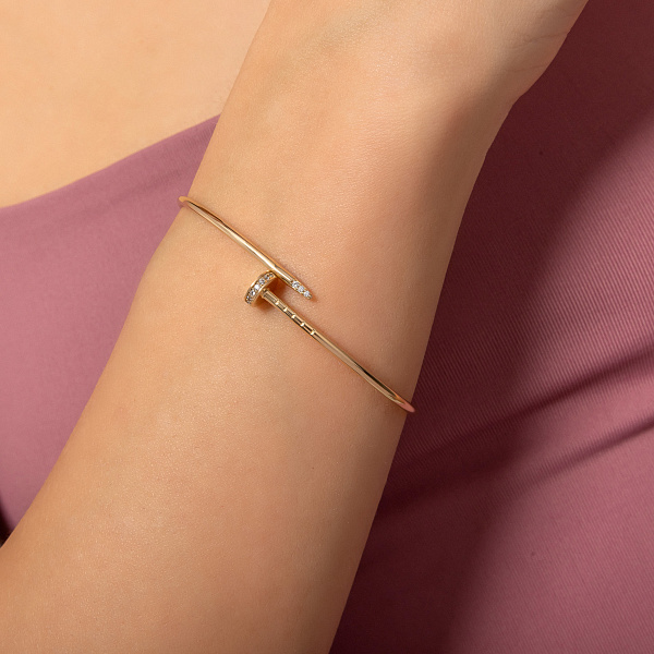 Золотой жесткий браслет с фианитами (арт. 3261415ж) – изображение 2