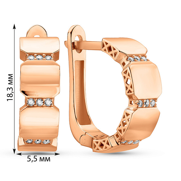 Сережки з червоного золота з фіанітами (арт. 1091126) – зображення 4