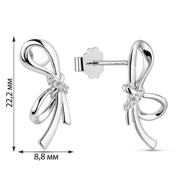 Серебряные серьги Бантики с фианитами (арт. 7518/7211) – изображение 2