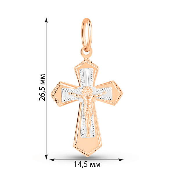 Крестик из красного золота с распятием (арт. 529311) – изображение 2