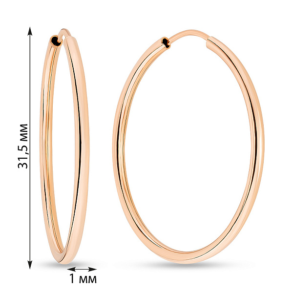 Серьги-кольца из красного золота  (арт. 121900/35) – изображение 2