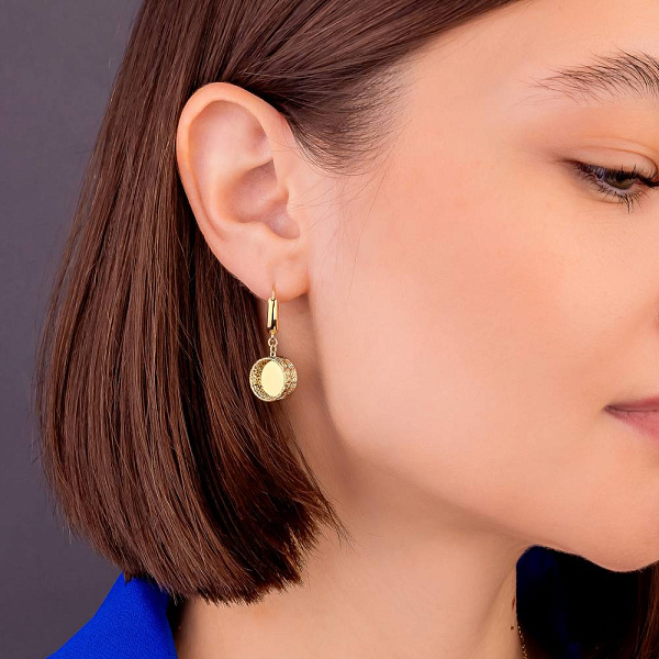 Золотые серьги-подвески Francelli (арт. 1091276ж) – изображение 2