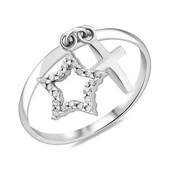 Золота каблучка Зірка з розсипом фіанітів (арт. 151190бч)