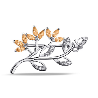 Фото Серебряная брошь с фианитами и альпинитами (арт. 7505/660ажбп)