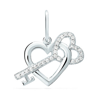 Фото Золотая подвеска «Ключ от сердца» с фианитами (арт. 421805б)