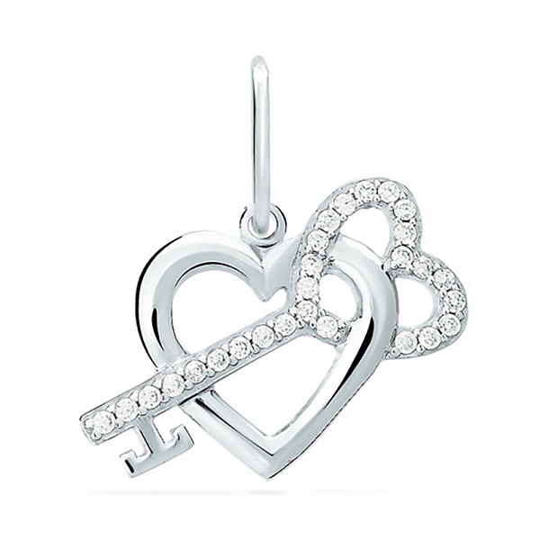 Золотая подвеска «Ключ от сердца» с фианитами (арт. 421805б) – изображение 1