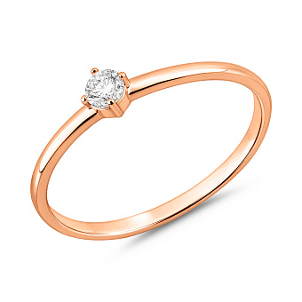 Фото Золотое кольцо с фианитом (арт. 1401075)