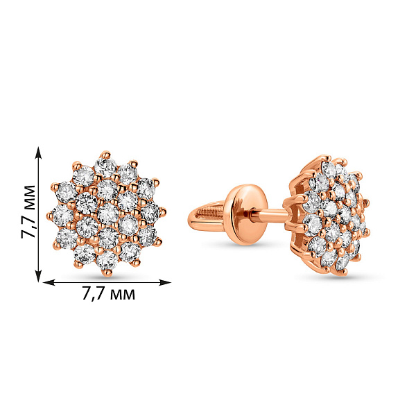 Серьги-пусеты из золота с россыпью бриллиантов (арт. 2191504201) – изображение 3