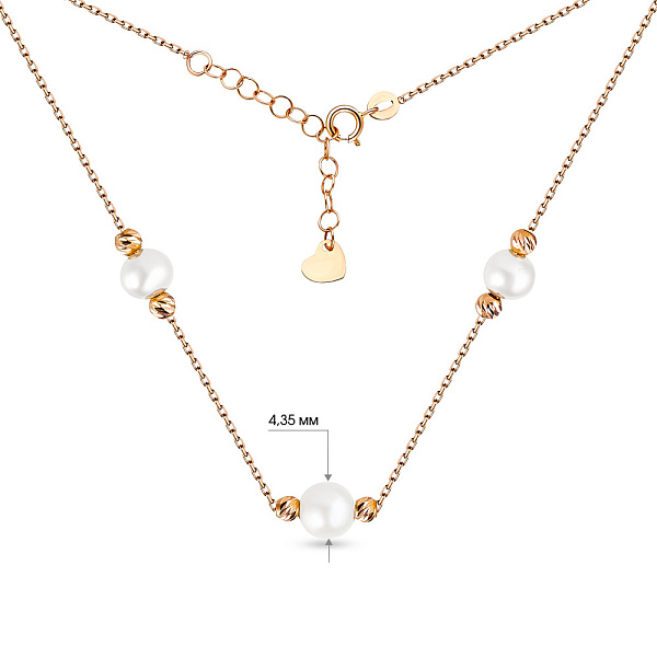 Колье золотое с жемчугом в красном цвете металла (арт. 351929прлб) – изображение 3