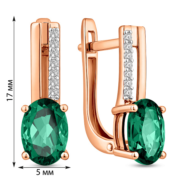Серьги золотые с кварцем и фианитами (арт. 111135Пз) – изображение 2