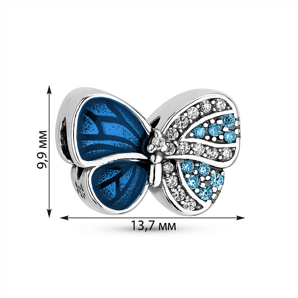 Срібний шарм Метелик (арт. 7903/4367ес) – зображення 2
