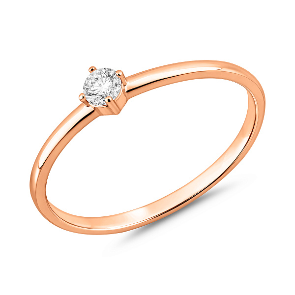 Золотое кольцо с фианитом (арт. 1401075) – изображение 1