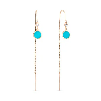 Золоті сережки-протяжки Лýна з емаллю (арт. 1101062ет)