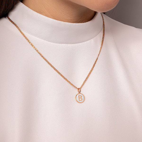 Кулон Буква В из красного золота с эмалью (арт. 440993еп) – изображение 2