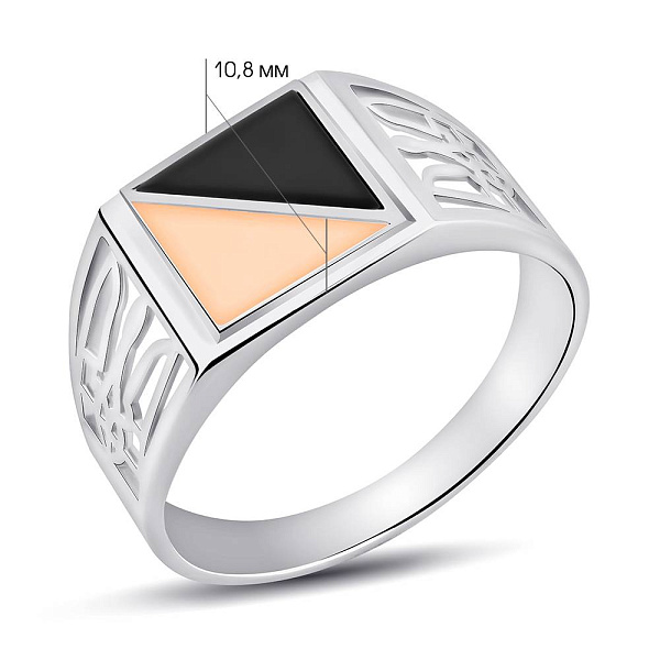 Срібний перстень з оніксом та золотими вставками (арт. 7206/179окю) – зображення 4