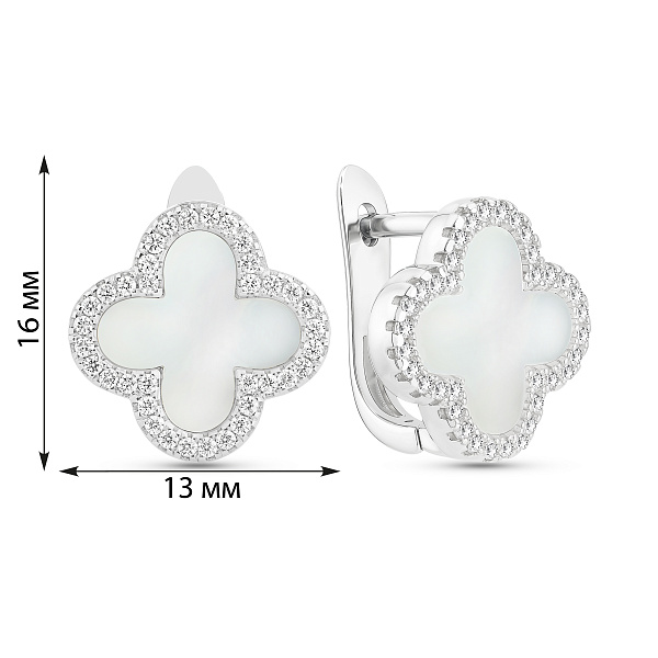 Срібні сережки Конюшина з перламутром (арт. 7502/3213/15п) – зображення 2