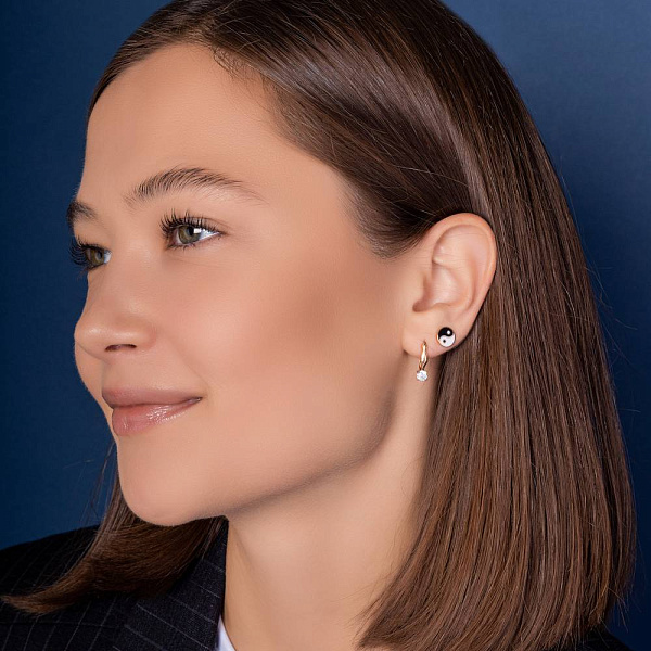 Золоті сережки-пусети Інь-Ян (арт. 109949ебч) – зображення 3