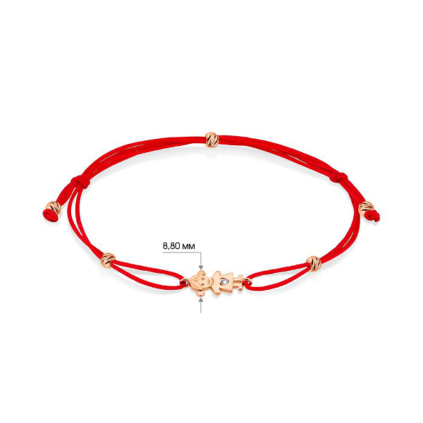 Браслет с красной нитью и золотыми вставками (арт. 340014к) – изображение 4