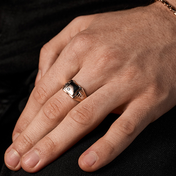 Печатка з червоного золота з діамантом (арт. К170042005) – зображення 3