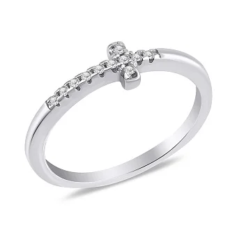 Срібна каблучка Хрестик з фіанітами (арт. 7501/8015)