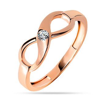 Золотое кольцо «Бесконечность»  с фианитом (арт. 140754)