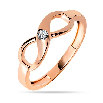 Золота каблучка "Нескінченність» з фіанітом (арт. 140754)
