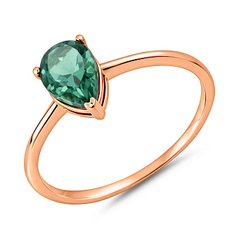 Золотое кольцо с зеленым кварцем (арт. 141230Пз)