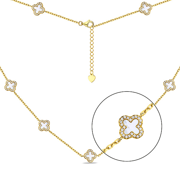 Колье из серебра Клевер с перламутром и фианитами (арт. 7507/1828/10жп) – изображение 1