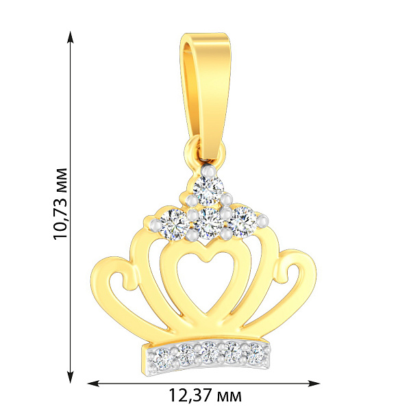 Золотая подвеска Корона с фианитами (арт. 441118ж) – изображение 2