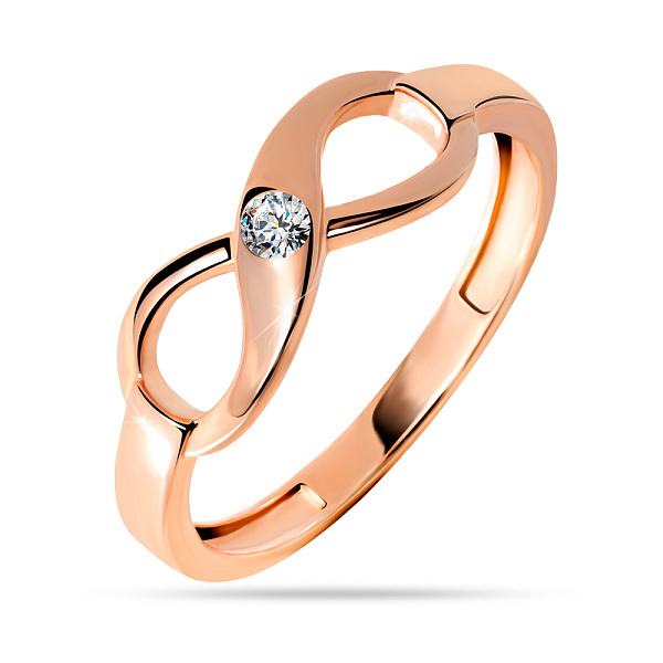 Золотое кольцо «Бесконечность»  с фианитом (арт. 140754) – изображение 1