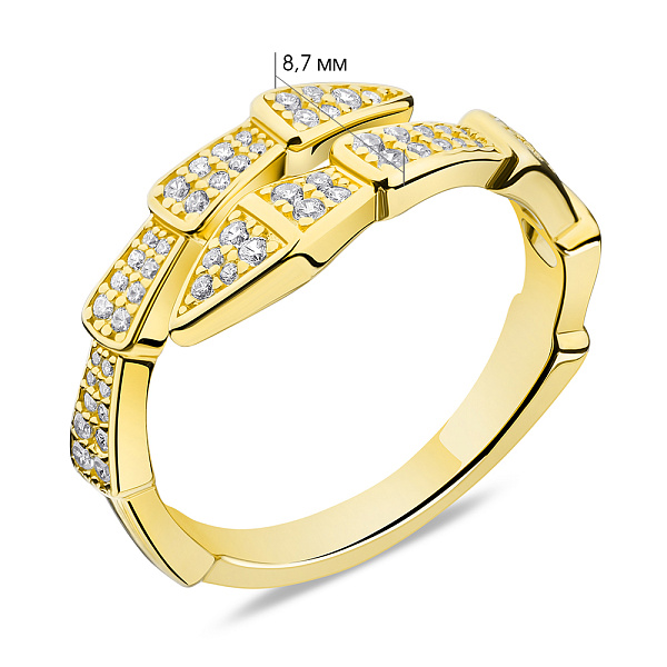 Серебряное безразмерное кольцо с фианитами (арт. 7501/6502ж) – изображение 2