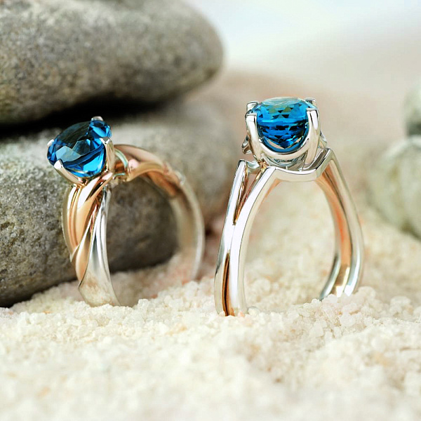 Золотое кольцо с топазом Blue Ocean (арт. 140747Пбл) – изображение 2