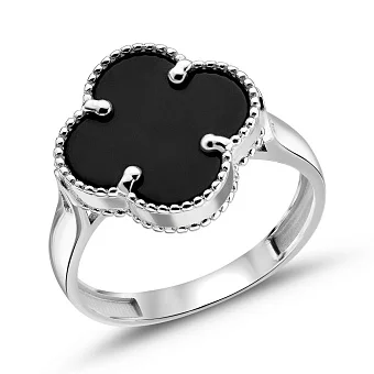 Золота каблучка Клевер з оніксом (арт. 154873/15бо)