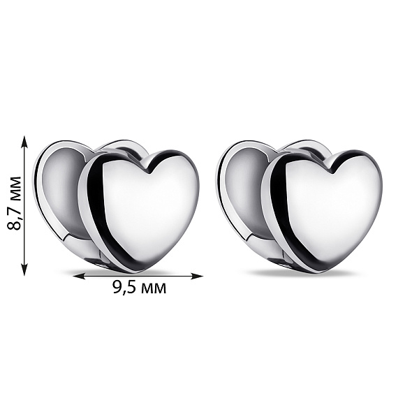 Серьги Сердечки из серебра без камней (арт. 7502/9563) – изображение 2
