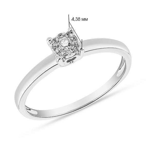 Золотое кольцо в белом цвете металла с бриллиантами (арт. К341159010б) – изображение 2