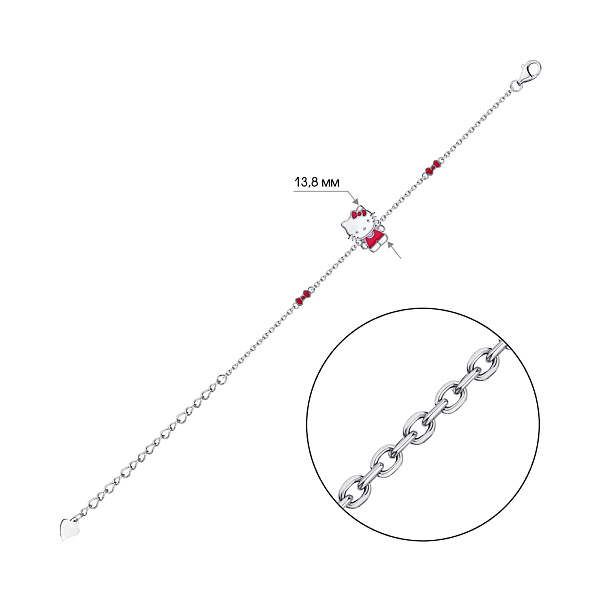 Дитячий срібний браслет Kitty (арт. 7509/БК2/902) – зображення 2