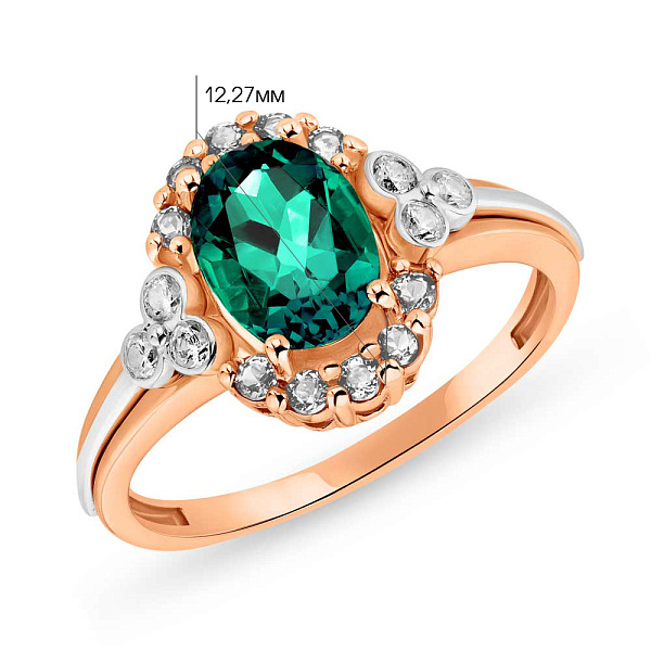 Золотое кольцо с кварцем и фианитами (арт. 140675Пзф) – изображение 2