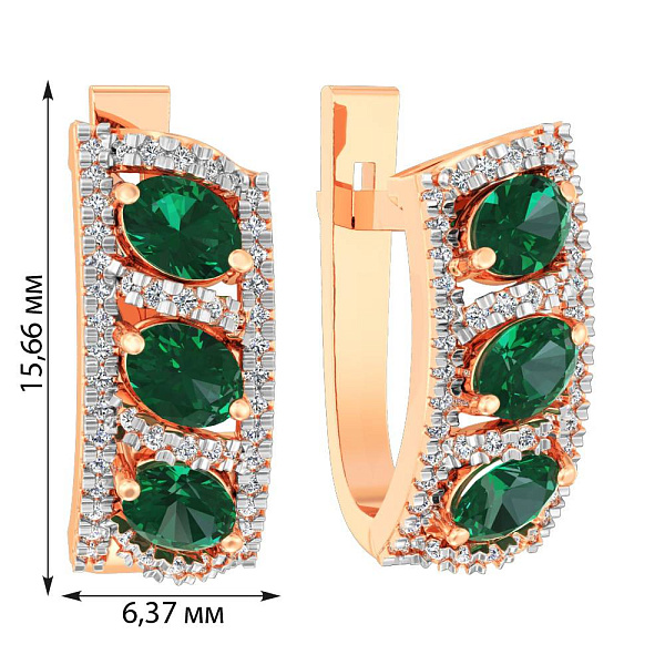 Золотые серьги с кварцем и фианитами (арт. 111000Пз) – изображение 2