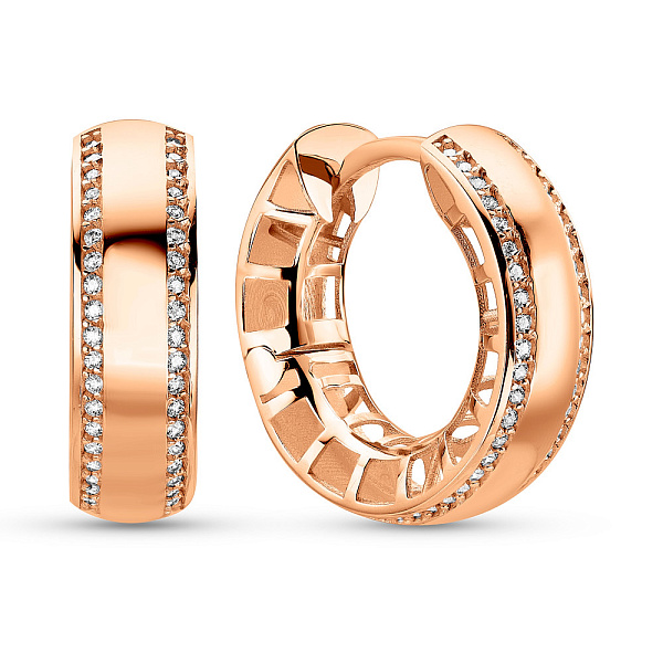 Сережки-кільця з червоного золота з фіанітами (арт. 1091135/20) – зображення 1