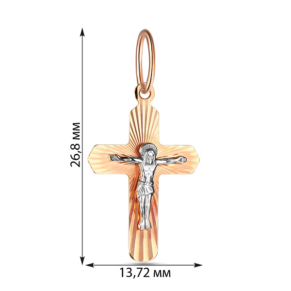 Золотой нательный крестик с распятием (арт. 516703) – изображение 2