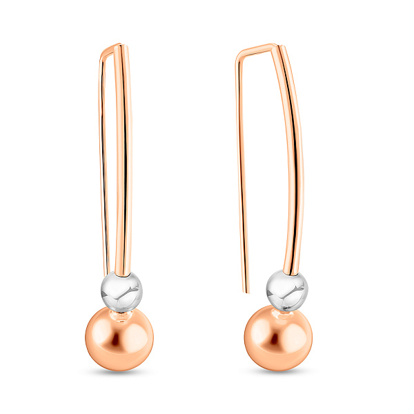 Сережки з червоного та білого золота (арт. 100965/2кб) – зображення 1