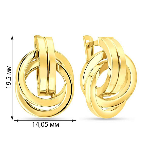 Золоті сережки в жовтому кольорі металу (арт. 108428ж) – зображення 2