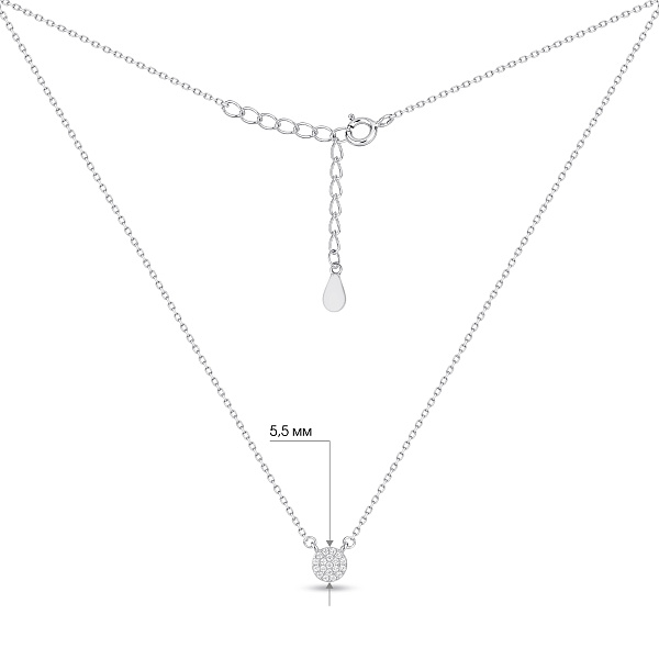 Серебряное колье с подвеской с фианитами (арт. 7507/2508/6) – изображение 3