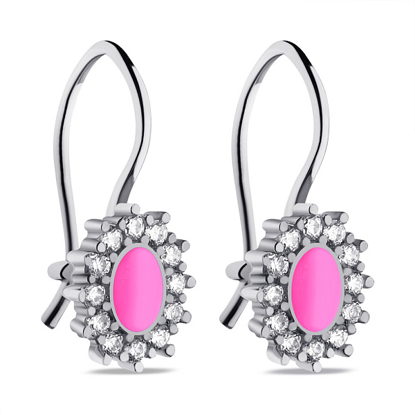 Серебряные детские серьги с эмалью и фианитами (арт. 7502/9755ер) – изображение 1