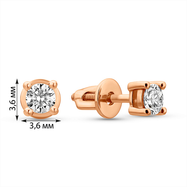 Золотые серьги пусеты с бриллиантами (арт. Т011076030) – изображение 2