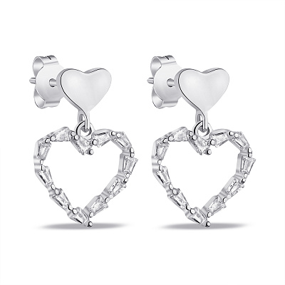 Сережки пусети Серце зі срібла (арт. 7518/6514)