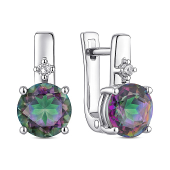 Серебряные серьги с топазом и фианитом (арт. 7502/2024910Пмст)