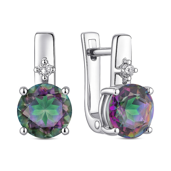 Серебряные серьги с топазом и фианитом (арт. 7502/2024910Пмст) – изображение 1