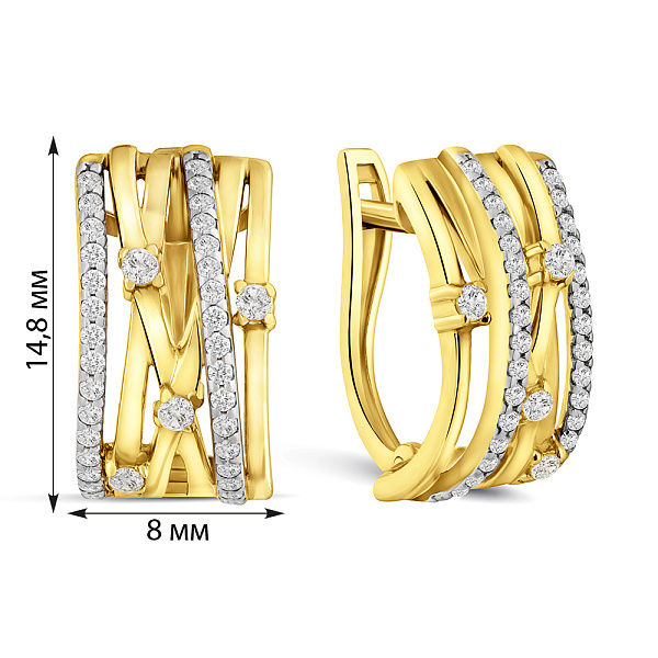 Сережки Синергия из желтого золота с фианитами (арт. 110185ж) – изображение 4